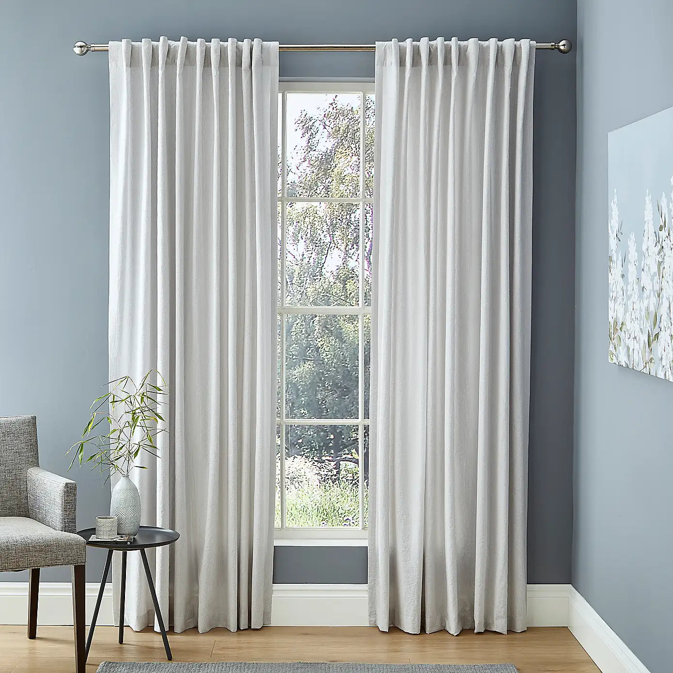 Sparkle Silver Metallic Stripe Voile Curtain Panels – Ready-Made Rod Pocket – Multiple Sizes & Colors By Misa Styles