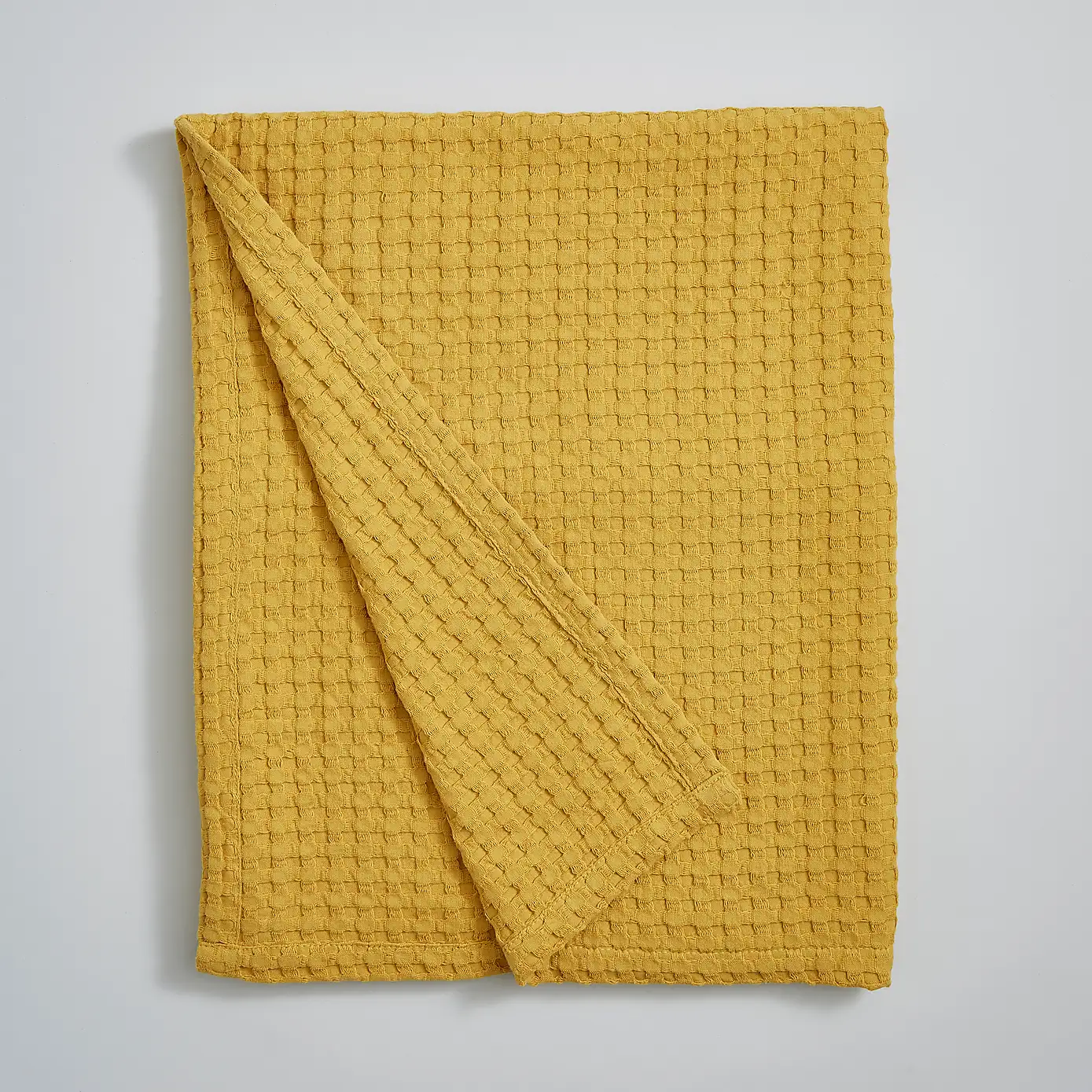 100%-recycled-cotton-composition-Waffle-Throw-Old-Gold