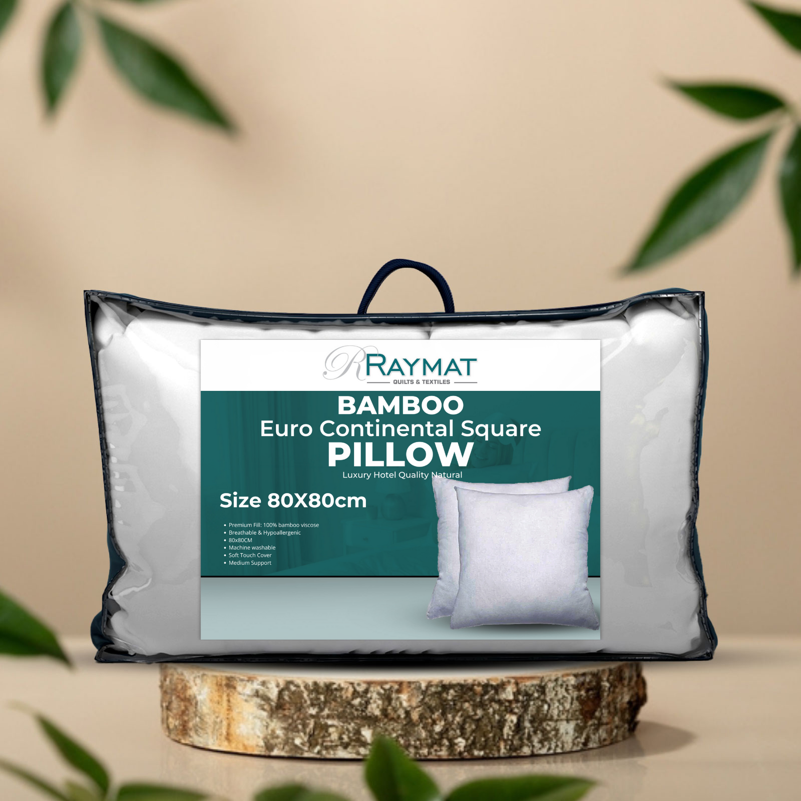 Bamboo Fibre Continental Pillow Square Design Eco Friendly Raymat Textiles