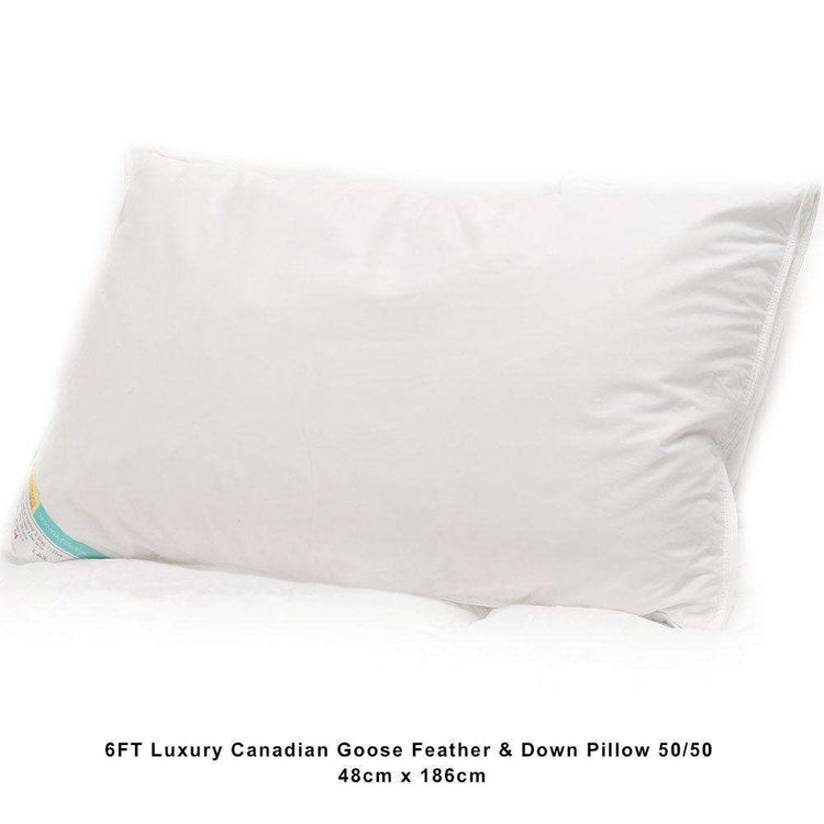 6ft Luxury King Size Canadian Goose Feather & Down 1X Bolster Pillow